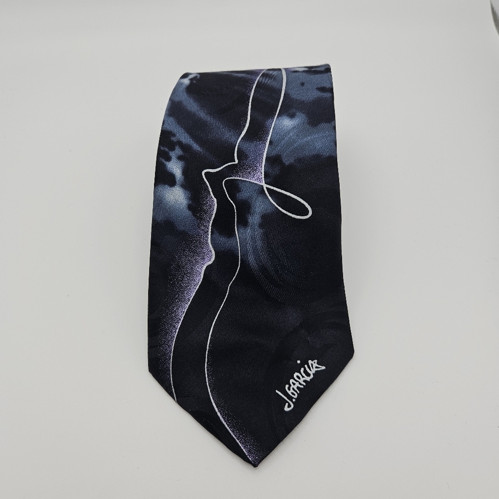 Jerry Garcia Feeding In the Light tie black purple white gray 65.5 inches